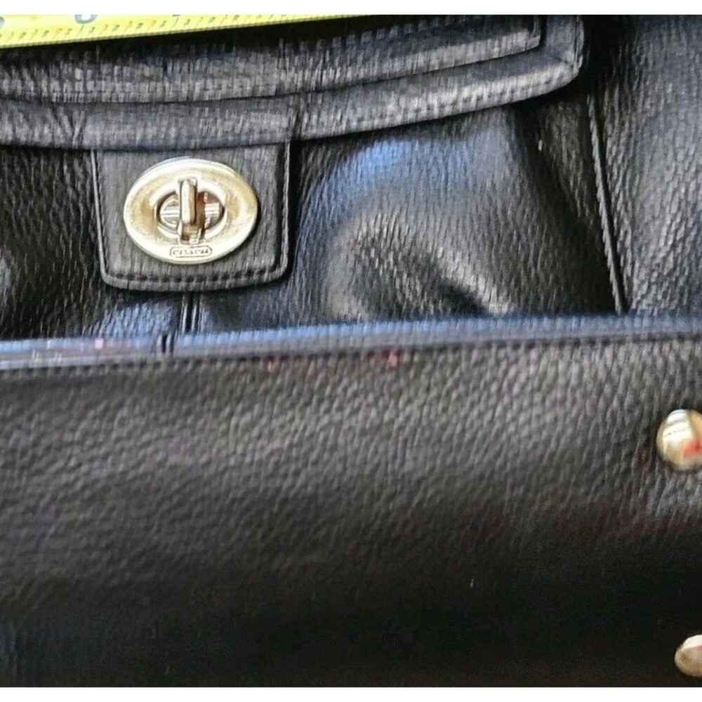 COACH Penelope Shoulder Bag Black Pebbled Leather F19264 Front Turn-Lock Tote - Picture 9 of 16